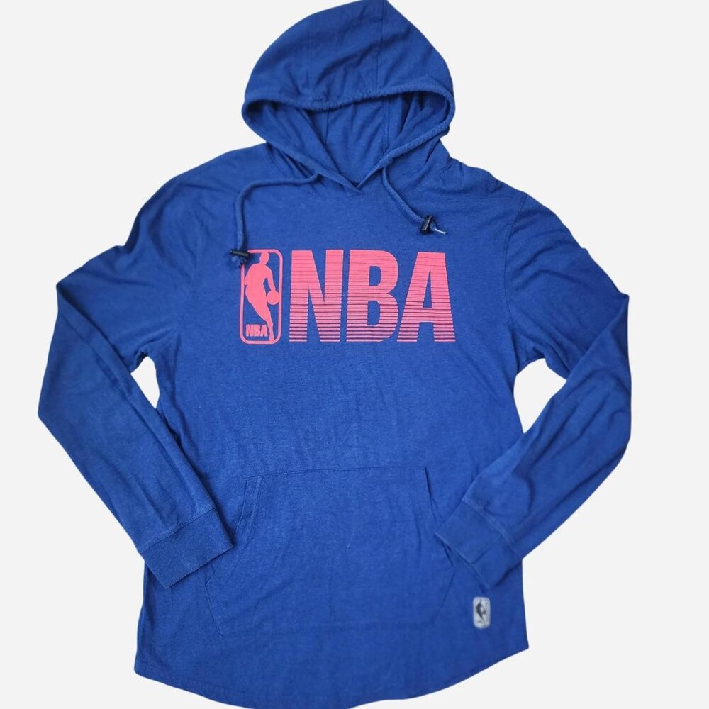 NBA navy blue with red screen print lightweight long sleeve hoodie